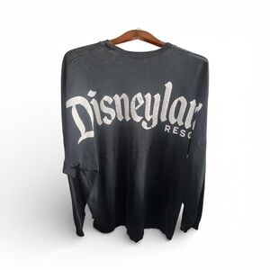 Disney Parks Disneyland Black Long Sleeve Large Oversized Tee Shirt T-Shirt Used